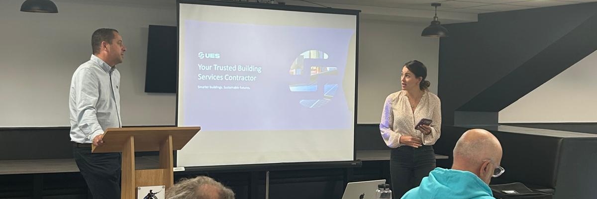 UES team presenting business at Synergy Networking Group